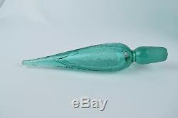 Vintage Blenko Art Glass #920L Sea Green 23.5 Crackle 1960's Husted Decanter