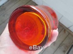 Vintage Blenko Art Glass Decanter, Bottle-Tangerine, Amberina-Ball Stopper withLabel