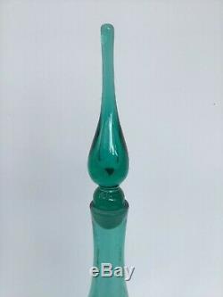 Vintage Blenko Art Glass Sea Green 22 3/4 Decanter