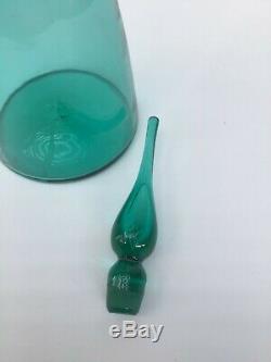 Vintage Blenko Art Glass Sea Green 22 3/4 Decanter