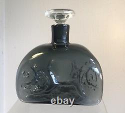 Vintage Blenko Decanter 5420 Wayne Husted Charcoal Mold Blown Decor