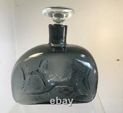 Vintage Blenko Decanter 5420 Wayne Husted Charcoal Mold Blown Decor