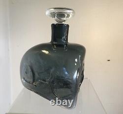 Vintage Blenko Decanter 5420 Wayne Husted Charcoal Mold Blown Decor