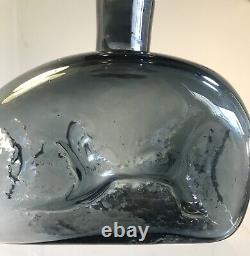 Vintage Blenko Decanter 5420 Wayne Husted Charcoal Mold Blown Decor