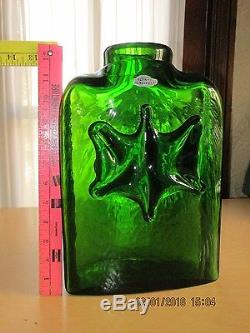Vintage Blenko Emerald Green Large Floor Vase / Bottle