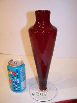 Vintage Blenko Glass 1960 Wayne Husted RUBY RED REGAL 19 1/2 DECANTER Rare EXNR