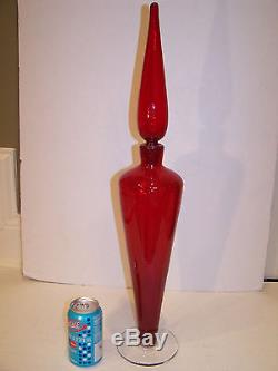 Vintage Blenko Glass 1960 Wayne Husted RUBY RED REGAL 25 3/4 DECANTER Rare EXNR