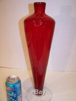 Vintage Blenko Glass 1960 Wayne Husted RUBY RED REGAL 25 3/4 DECANTER Rare EXNR