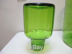 Vintage Blenko Glass 24 Tall Floor Decanter w Stopper Joel Myers # 6955 Green