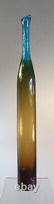 Vintage Blenko Glass 3 Color Stretch Bottle Joel Myers #6427 Htf