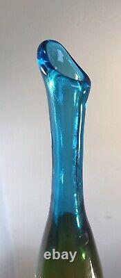 Vintage Blenko Glass 3 Color Stretch Bottle Joel Myers #6427 Htf