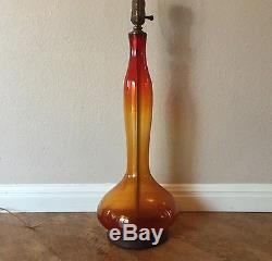 Vintage Blenko Glass 5815 Lamp in Tangerine, Wayne Husted 1960s MCM Modernism