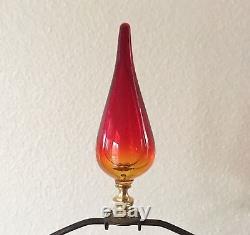 Vintage Blenko Glass 5815 Lamp in Tangerine, Wayne Husted 1960s MCM Modernism