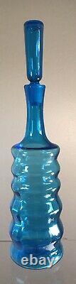 Vintage Blenko Glass Decanter #658 Beehive Turquoise Blue Joel Myers