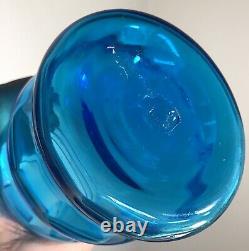 Vintage Blenko Glass Decanter #658 Beehive Turquoise Blue Joel Myers