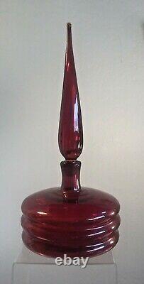 Vintage Blenko Glass Decanter Regal Specialty Line 9-re Wayne Husted Red