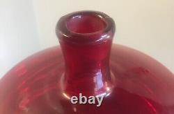 Vintage Blenko Glass Decanter Regal Specialty Line 9-re Wayne Husted Red