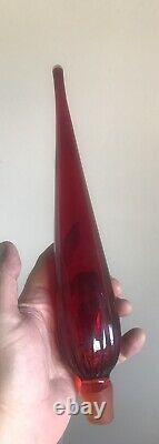 Vintage Blenko Glass Decanter Regal Specialty Line 9-re Wayne Husted Red