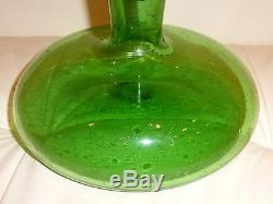 Vintage Blenko Glass Green Decanter