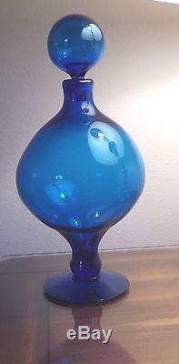 Vintage Blenko Glass Wayne Husted 1953-1963 Turquoise 15Footed Apothecary Jar