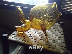 Vintage Blenko Gold Crackle Glass Fish