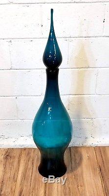 Vintage Blenko Joel Myers Architectural Scale 42 Tall Decanter #6535 in Peacock