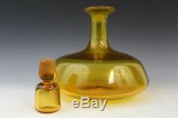 Vintage Blenko Jonquil Yellow American Art Glass Ships Liquor Decanter