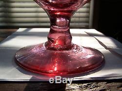 Vintage Blenko Rose Crackle Glass Decanter Hand Blown Art Glass from WV, USA