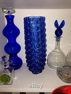 Vintage Blenko Turquoise Vase Bubble Wrap Vase #6041 Designed By Wayne Husted