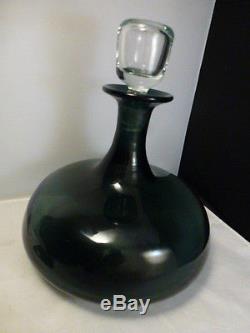 Vintage Blenko Wayne Husted American Art Glass Barware Decanter Bottle CHARCOAL