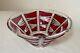 Vintage Bohemian Czech centerpiece cranberry red cut to clear glass crystal bowl