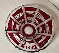 Vintage Bohemian Czech centerpiece cranberry red cut to clear glass crystal bowl