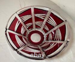 Vintage Bohemian Czech centerpiece cranberry red cut to clear glass crystal bowl