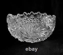 Vintage Brilliant Cut Crystal Serving Bowl Elegant Beautiful