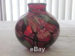 Vintage Charles Lotton Art Glass Multi Flora Vase 1984
