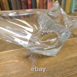 Vintage Cofrac Art Verrier France Crystal Bowl Vase Centerpiece MCM Glass