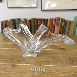 Vintage Cofrac Art Verrier France Crystal Bowl Vase Centerpiece MCM Glass
