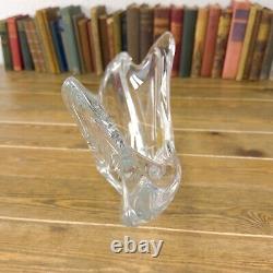 Vintage Cofrac Art Verrier France Crystal Bowl Vase Centerpiece MCM Glass