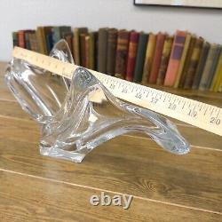 Vintage Cofrac Art Verrier France Crystal Bowl Vase Centerpiece MCM Glass