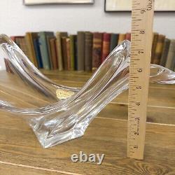 Vintage Cofrac Art Verrier France Crystal Bowl Vase Centerpiece MCM Glass