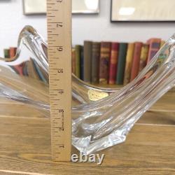 Vintage Cofrac Art Verrier France Crystal Bowl Vase Centerpiece MCM Glass