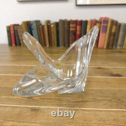 Vintage Cofrac Art Verrier France Crystal Bowl Vase Centerpiece MCM Glass
