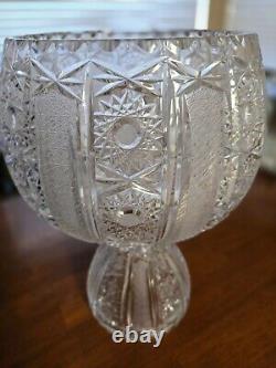 Vintage Cut Crystal/Glass Centerpiece Punch Bowl On Stand 8.5 inch