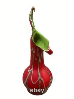 Vintage Essie Zareh Baijan Art Glass 17.5 Red Jack In The Pulpit Jip Vase