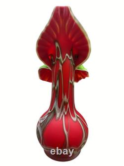 Vintage Essie Zareh Baijan Art Glass 17.5 Red Jack In The Pulpit Jip Vase