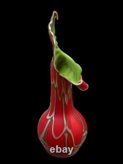Vintage Essie Zareh Baijan Art Glass 17.5 Red Jack In The Pulpit Jip Vase