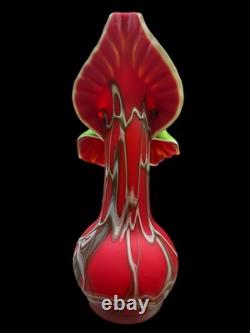 Vintage Essie Zareh Baijan Art Glass 17.5 Red Jack In The Pulpit Jip Vase