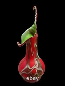 Vintage Essie Zareh Baijan Art Glass 17.5 Red Jack In The Pulpit Jip Vase