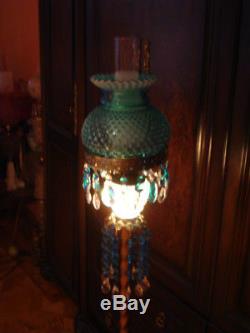 Vintage FENTON BLUE Opalescent Hobnail floor lamp