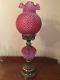 Vintage FENTON Lamp with Cranberry Glass opalescent hobnail pattern